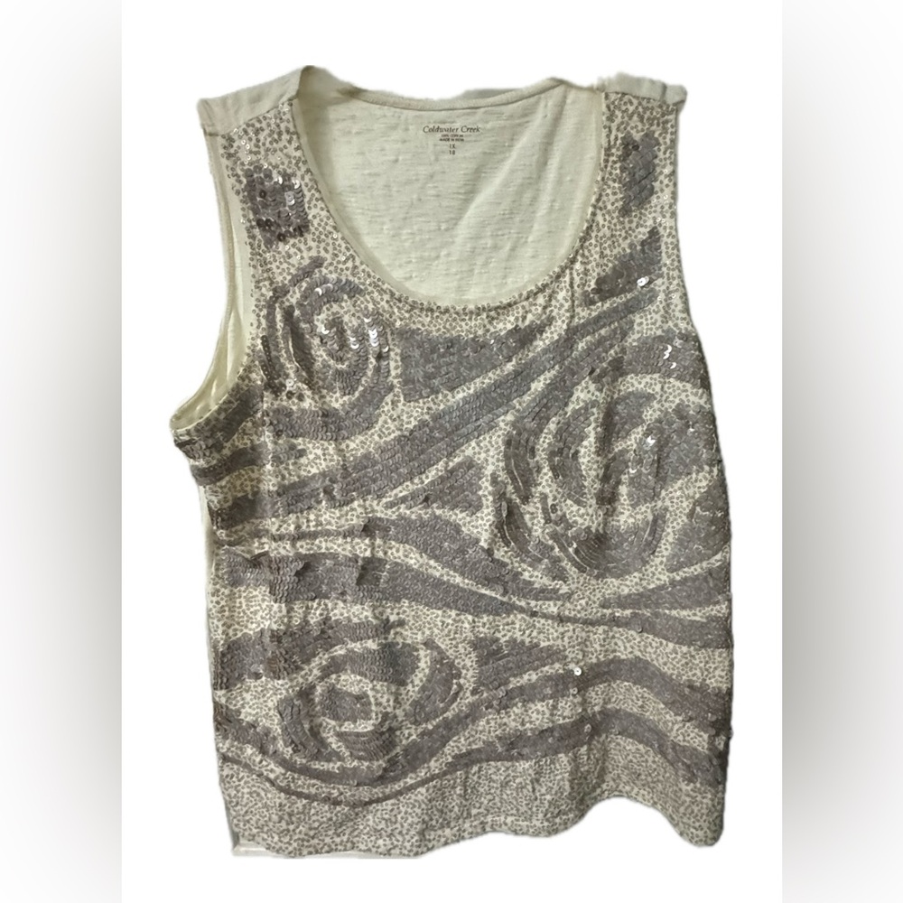Coldwater Creek Women's Sequin Tank Top - Silver